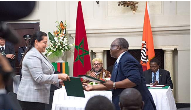 الملك ورئيس زامبيا يواقعان 19 اتفاقية لتعزيز التعاون الاقتصادي بين البلدين