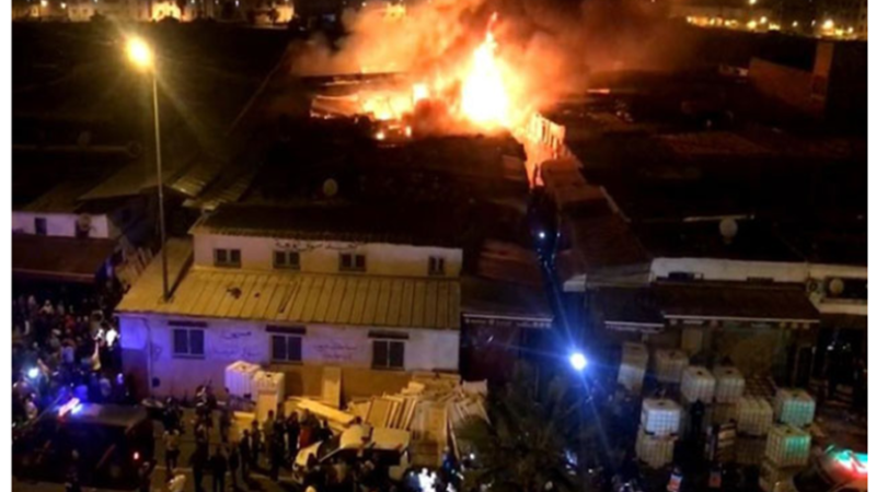 حريق مهول بسوق “القريعة” بالدار البيضاء